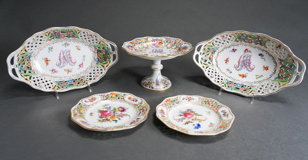 FIVE GERMAN PIERCED AND FLORAL