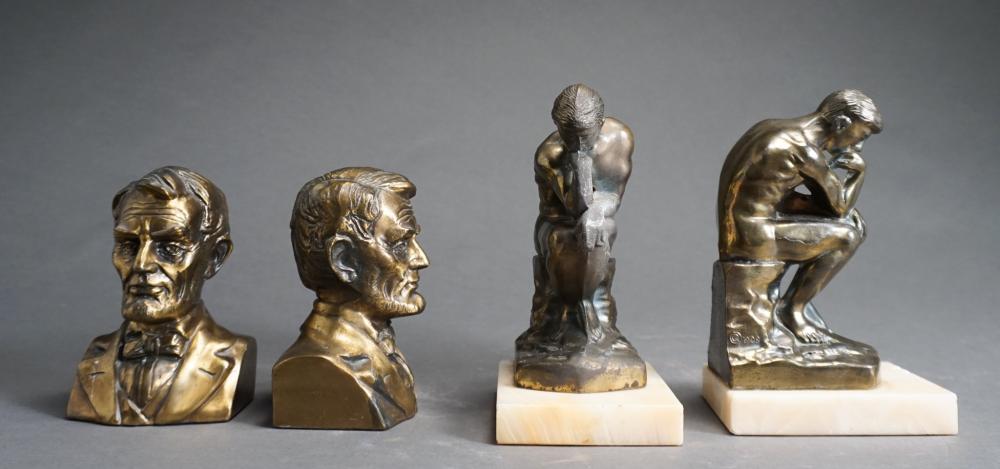 TWO PAIRS OF PATINATED METAL FIGURAL