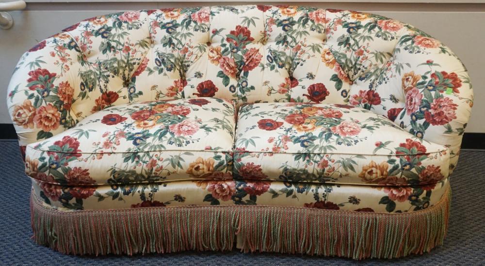 MODERN FLORAL MOIRE SILK UPHOLSTERED