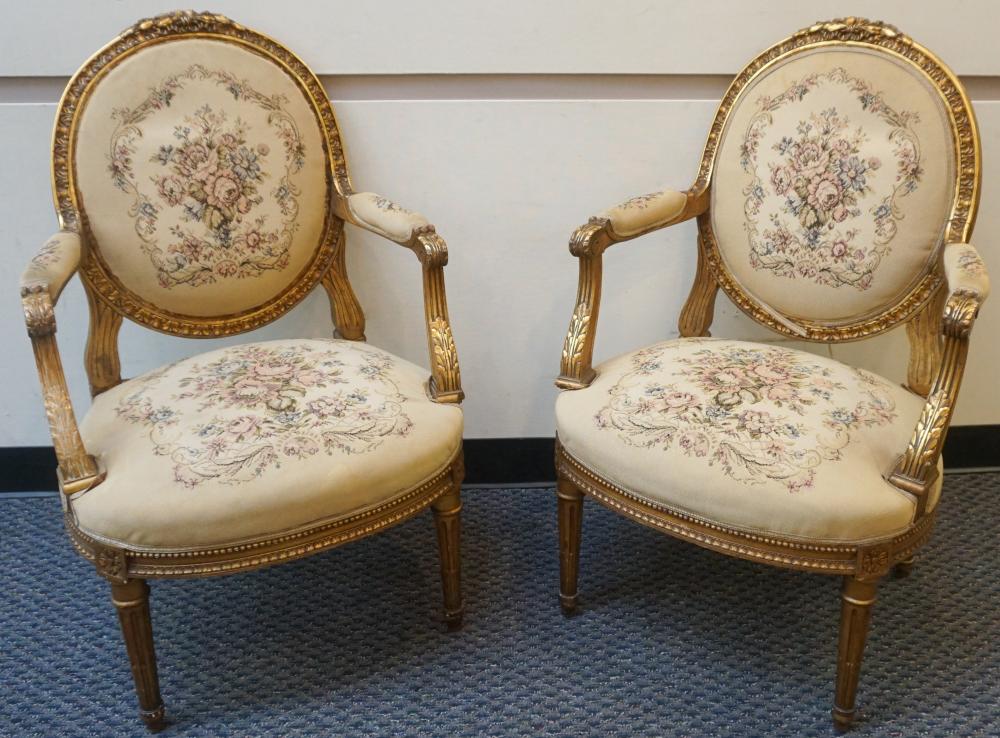 PAIR OF LOUIS XVI STYLE GILT DECORATED