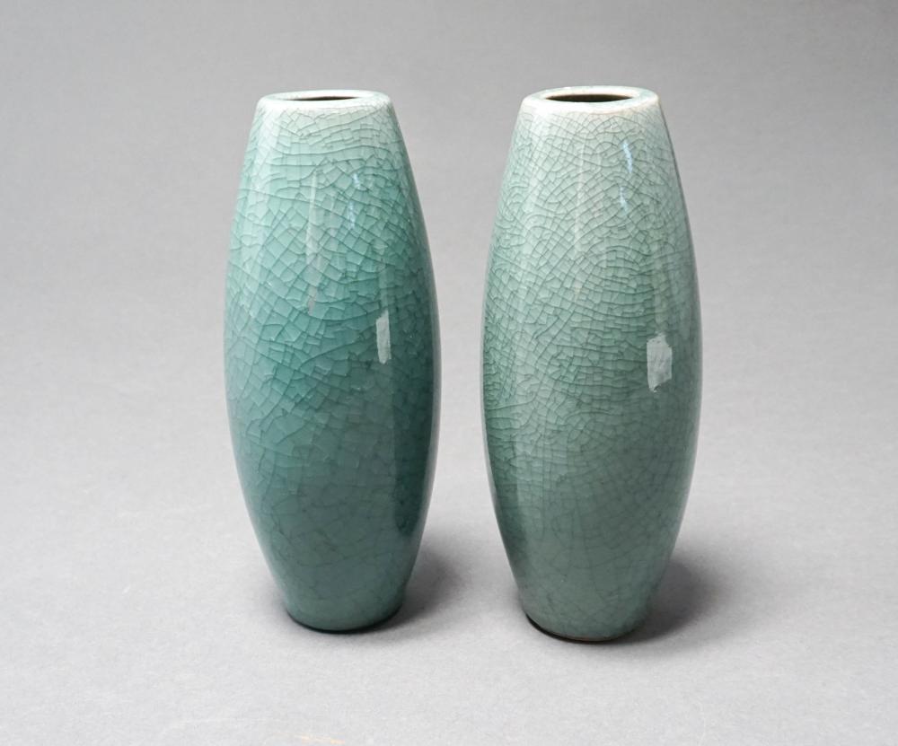 PAIR OF CHINESE CELADON GLAZE CRACKLEWARE