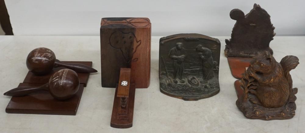 COLLECTION OF CARVED WOOD AND METAL