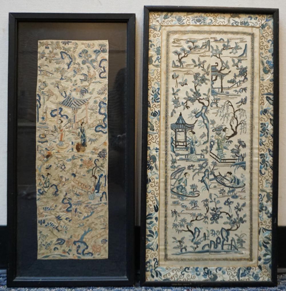 TWO CHINESE EMBROIDERED SILK PANELS,