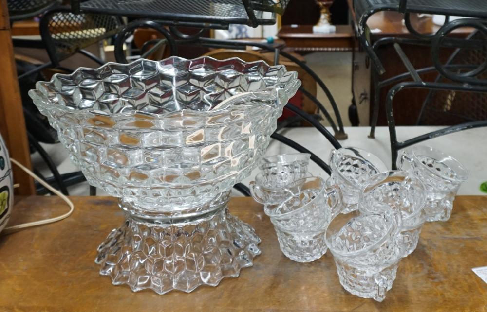 MOLDED GLASS PEDESTAL PUNCH BOWL,