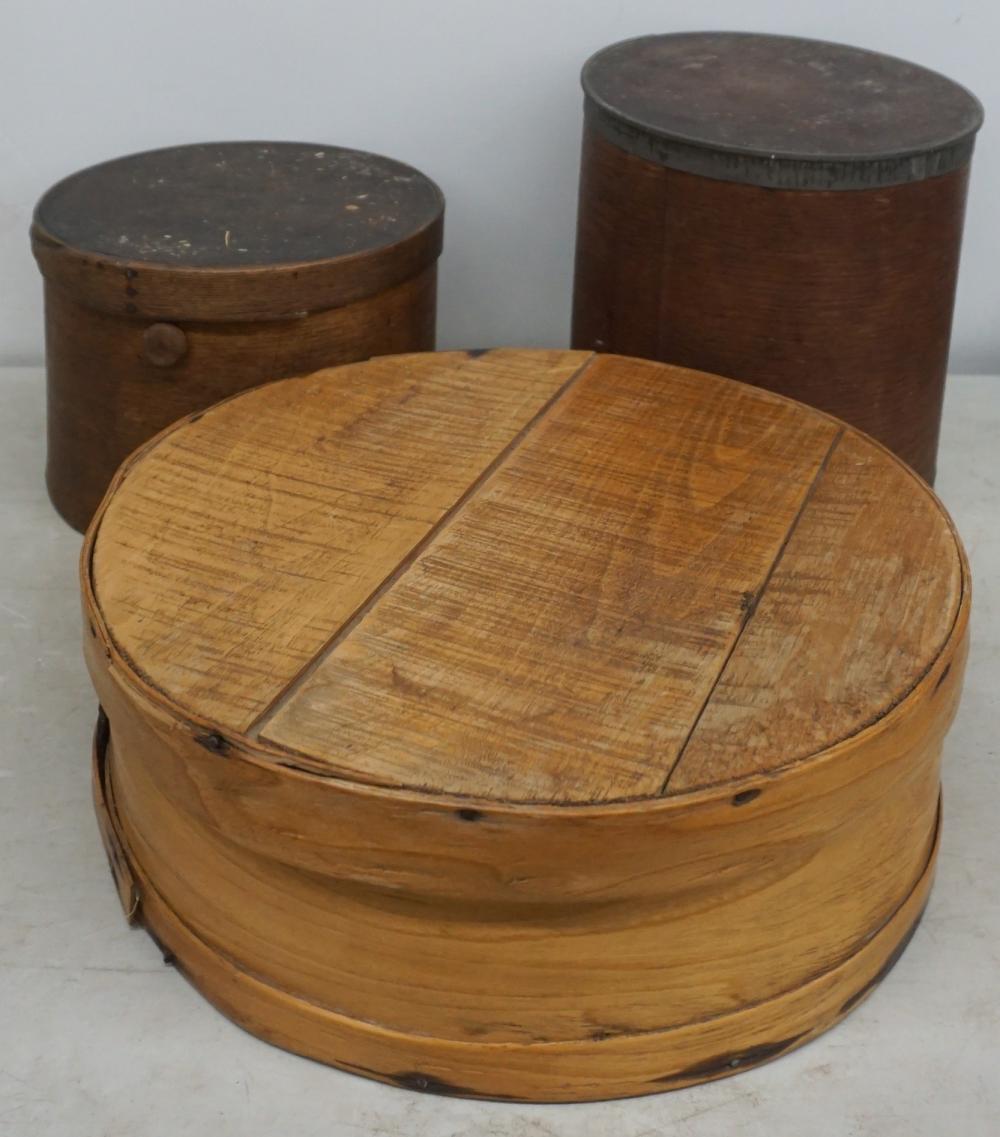 THREE WOODEN SHAKER STYLE BOXES,