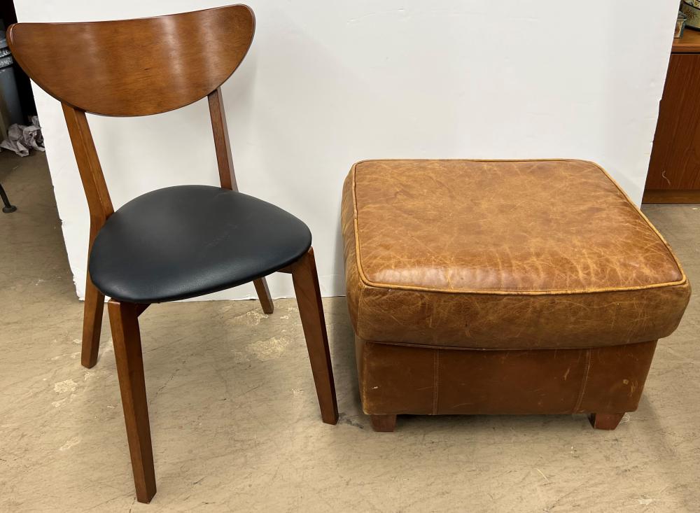 LEATHER OTTOMAN AND CHAIRLeather