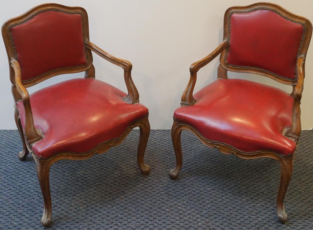 PAIR LOUIS XV STYLE RED LEATHER 32be2b