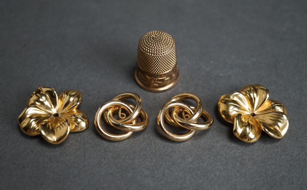 TWO PAIRS OF 14-KARAT YELLOW-GOLD