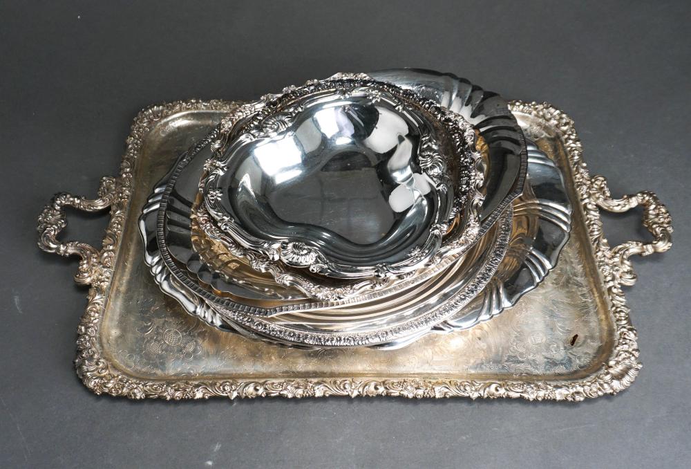 GROUP OF NINE ASSORTED SILVER PLATE