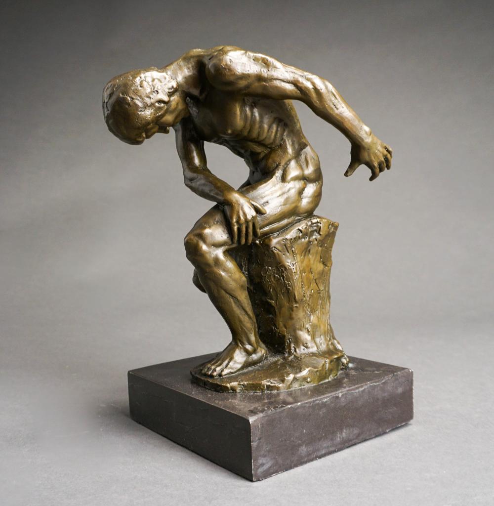 AFTER RODIN, BRONZE FIGURE OF A