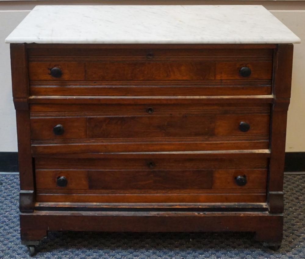 VICTORIAN MAHOGANY MARBLE TOP CHEST 32bf37