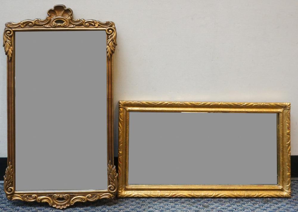 TWO GILT PAINTED FRAME MIRRORS,