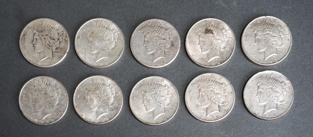 COLLECTION OF 10 PEACE TYPE SILVER 32c04b