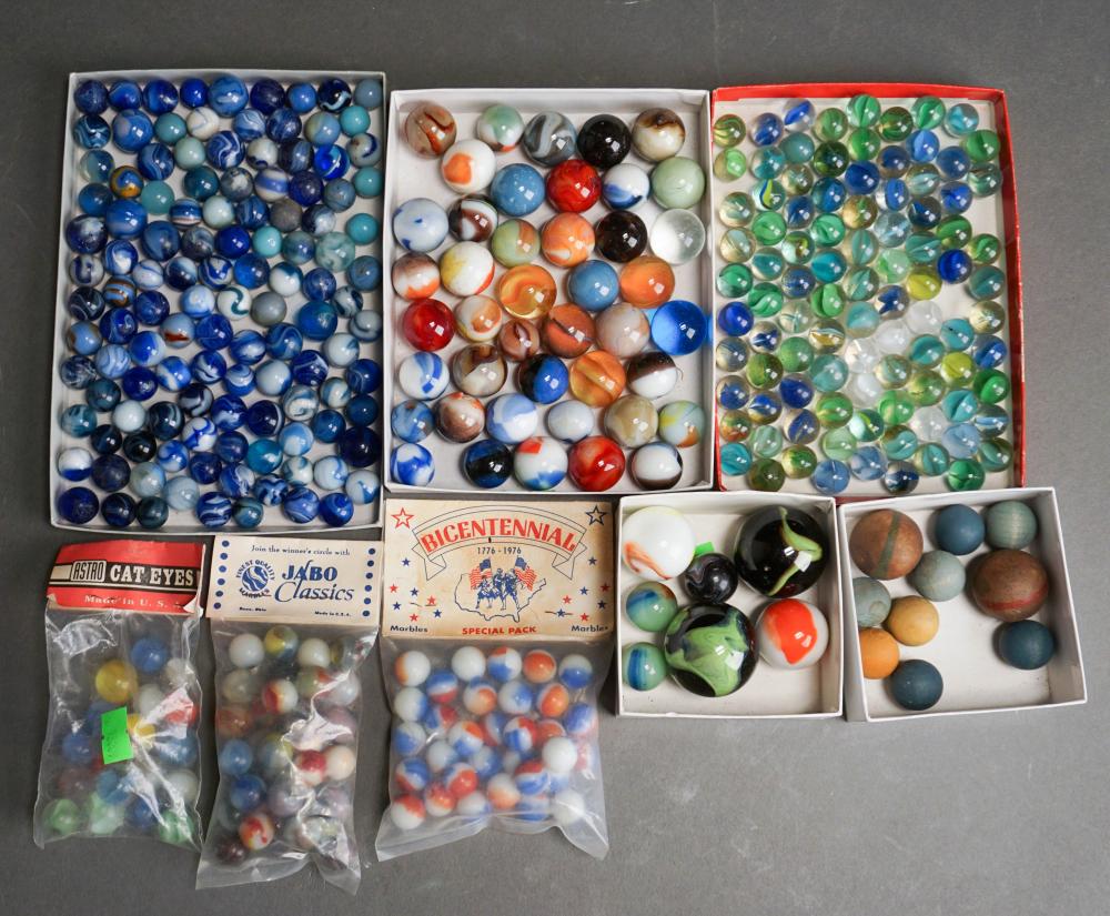 COLLECTION OF MARBLES AND MARBLE