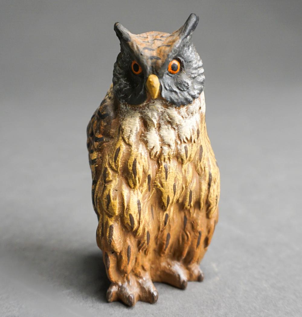 COLD PAINTED BRONZE OWL, H: 3 IN.