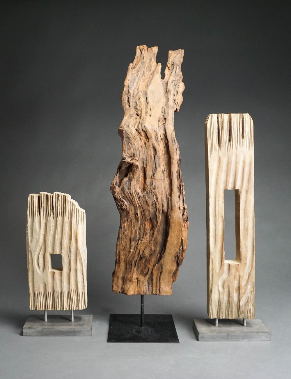 THREE CONTEMPORARY CARVED WOOD