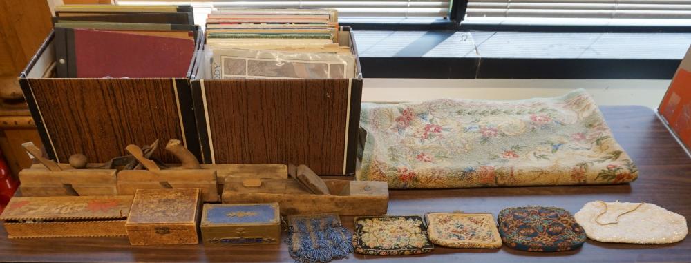 COLLECTION OF RECORDS, ANTIQUE WOOD