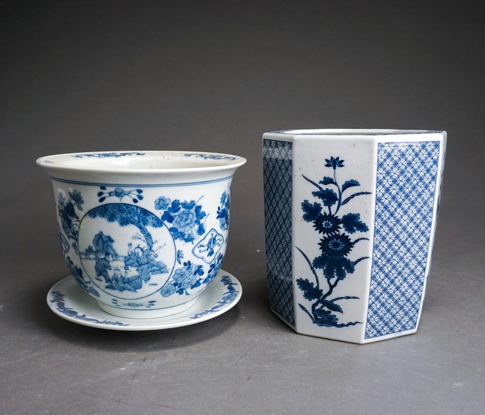 TWO CHINESE BLUE AND WHITE JARDINIERES