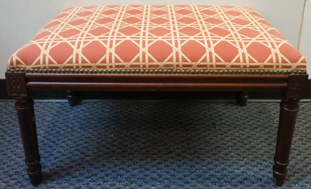 LOUIS XVI STYLE MAHOGANY AND UPHOLSTERED
