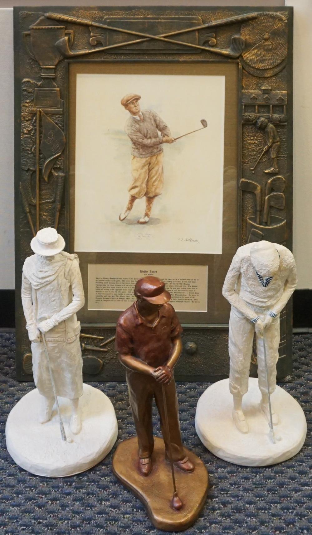 THREE COMPOSITE GOLF FIGURES WITH