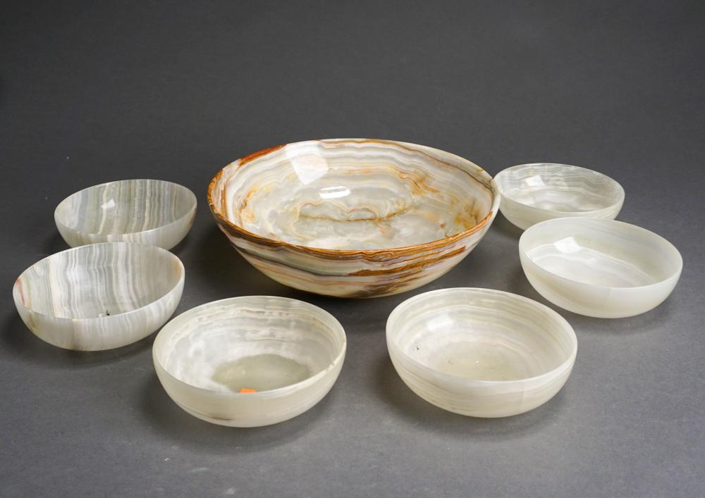 SET OF SEVEN CARVED ONYX BOWLS  32c227