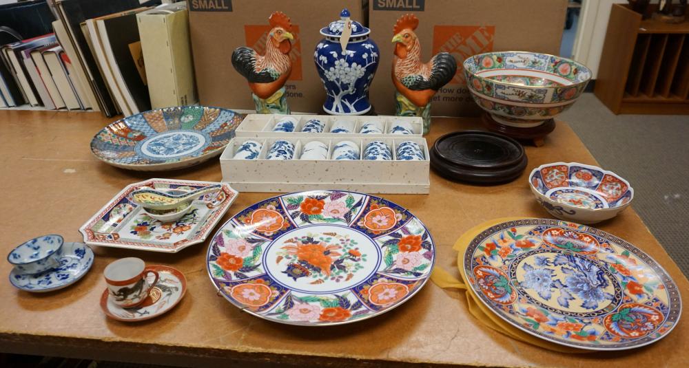 GROUP WITH ASIAN PORCELAIN TABLE