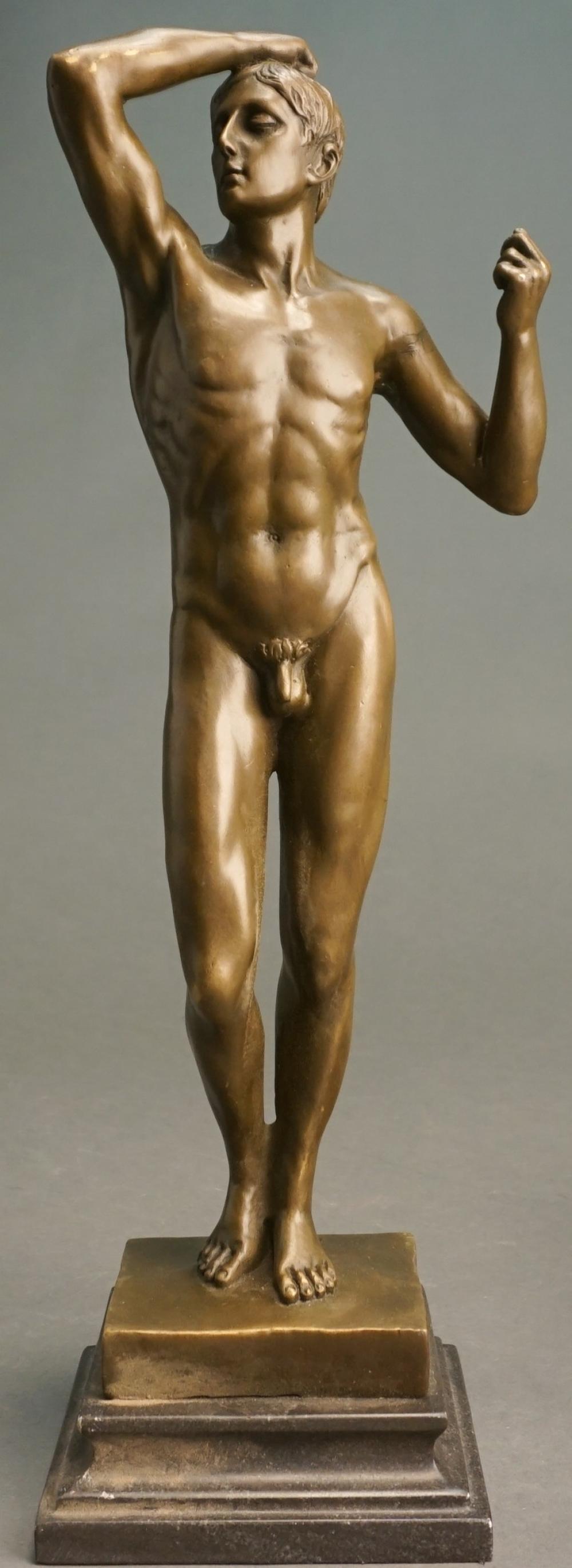 AFTER RODIN, BRONZE FIGURE OF MALE