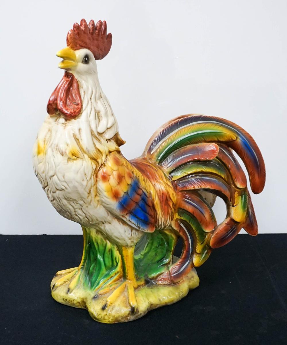 PAINTED CERAMIC ROOSTER, H: 20