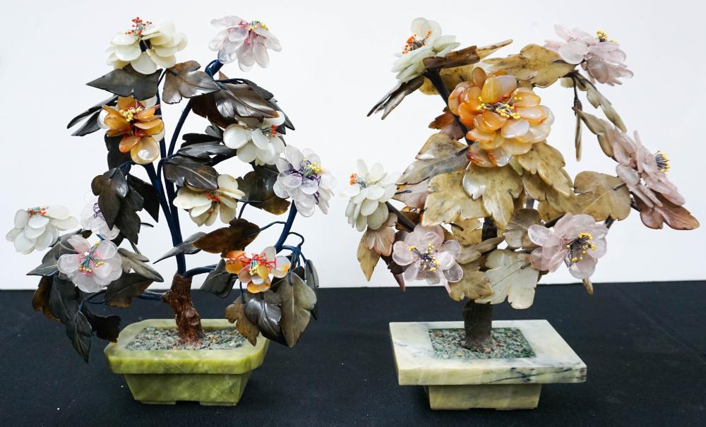 TWO CHINESE HARDSTONE FLOWER TREES  32c345