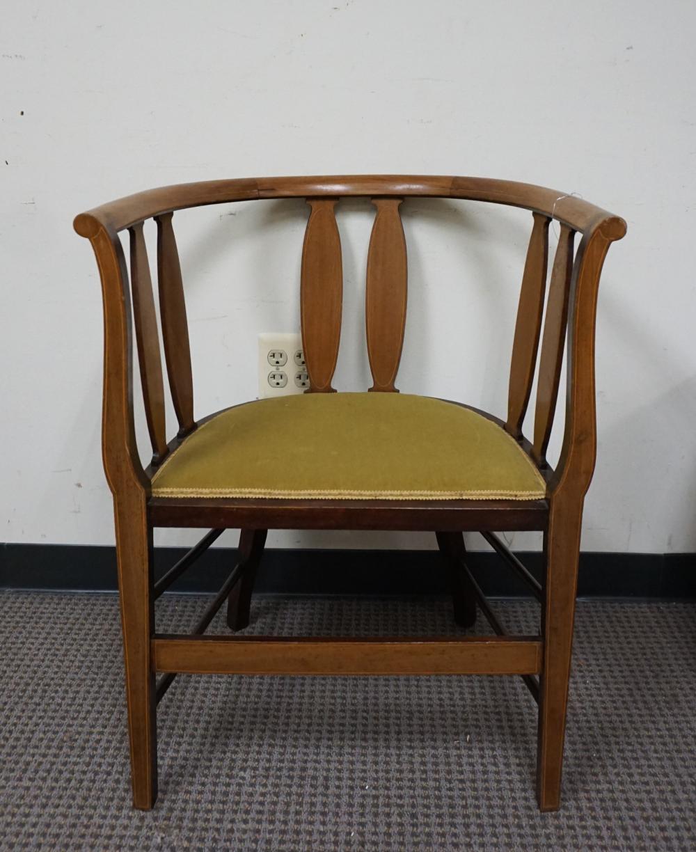 EDWARDIAN STYLE FRUITWOOD UPHOLSTERED