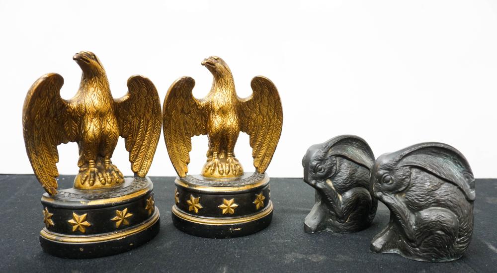 TWO PAIRS OF GILT WOOD AND METAL ANIMAL-FORM