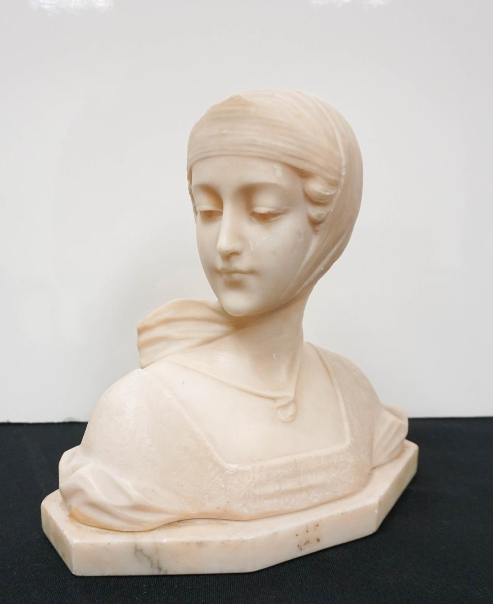 ITALIAN CARVED ALABASTER BUST OF