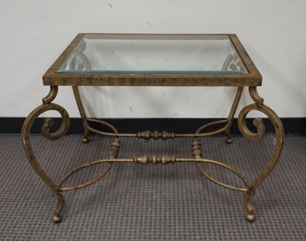 GILT IRON BASE AND GLASS INSET