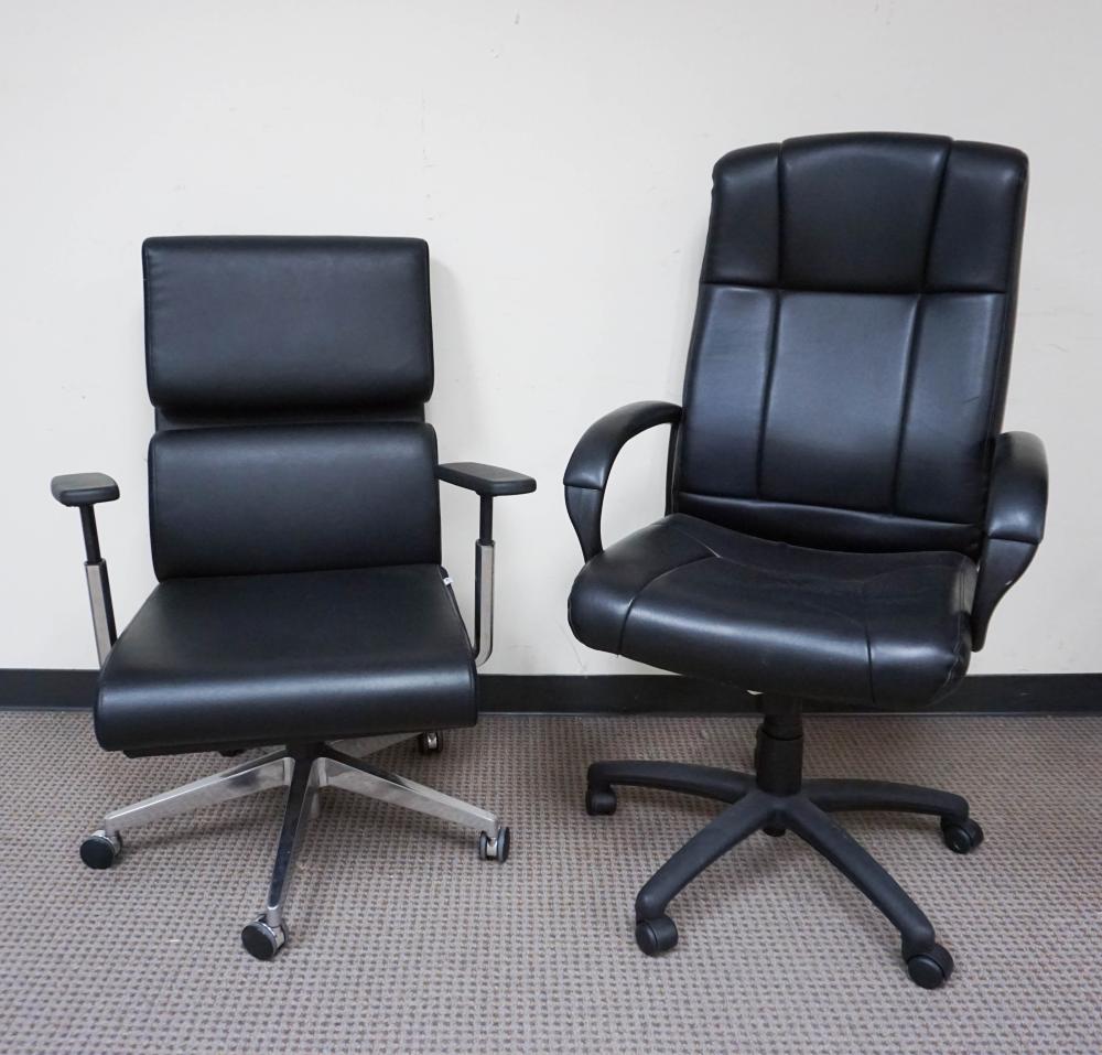 TWO BLACK ROLLING SWIVEL OFFICE