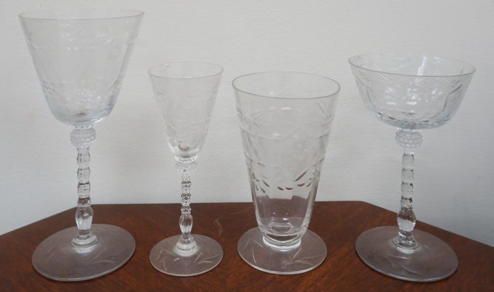 ETCHED GLASS 27 PIECE STEM TABLE 32c3ff