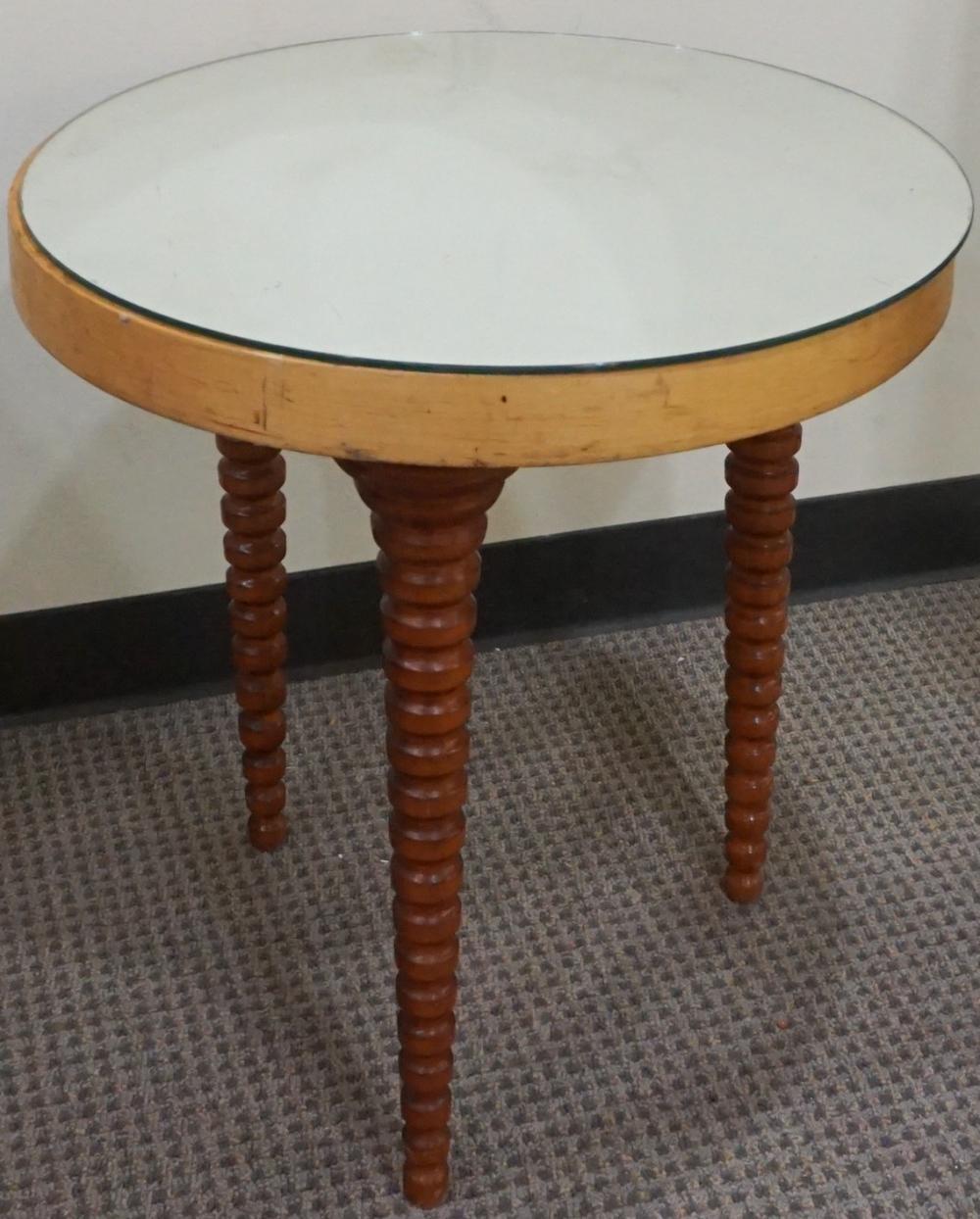MODERN MIRROR TOP ROUND SIDE TABLE,