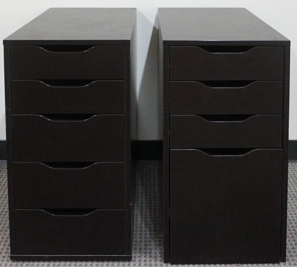 TWO WOOD LOW OFFICE CABINETS, 27