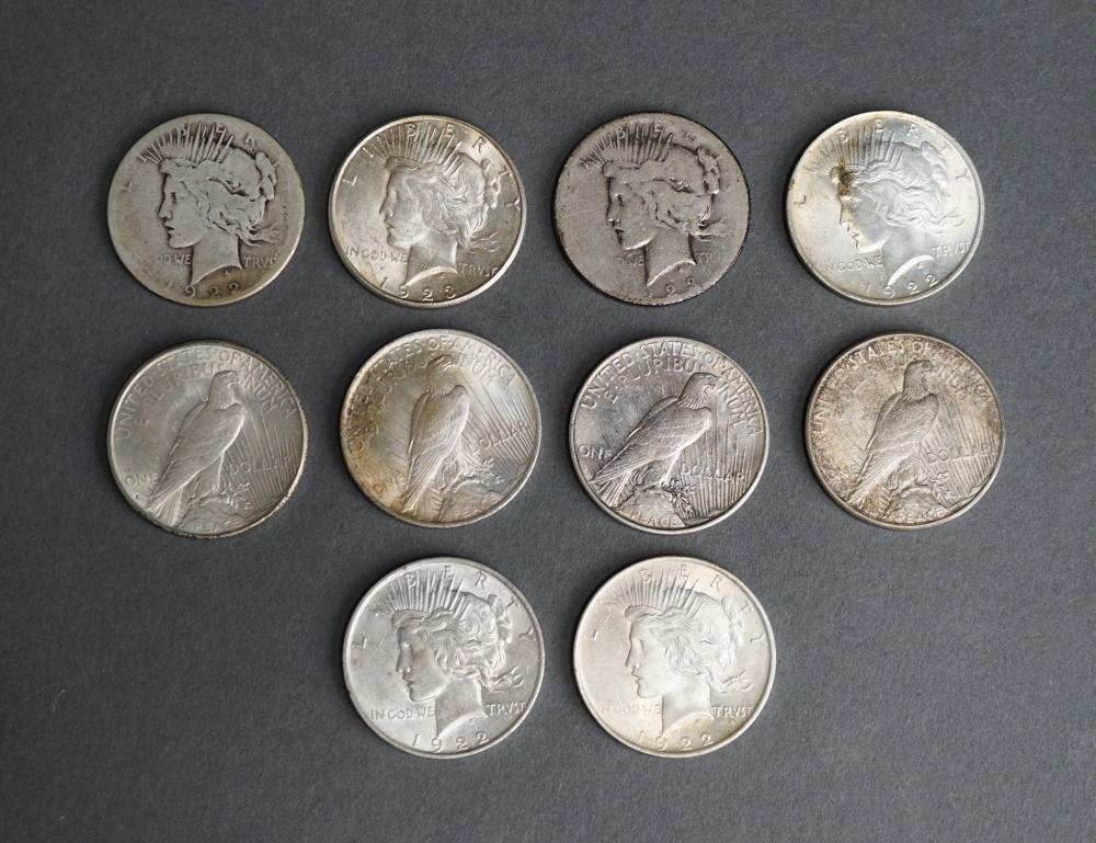 COLLECTION OF 10 PEACE TYPE SILVER 32c454