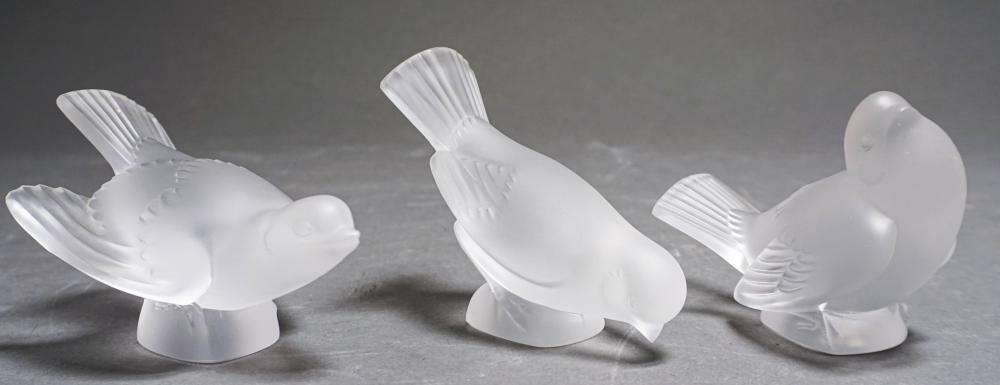 THREE LALIQUE FROSTED GLASS BIRDS,