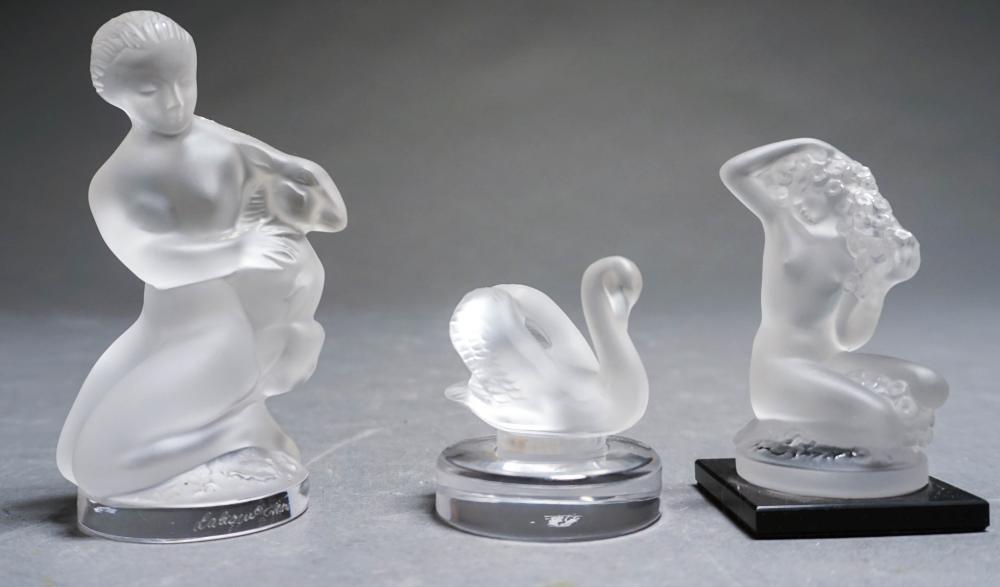 THREE LALIQUE PARTIAL FROSTED CRYSTAL 32c48f
