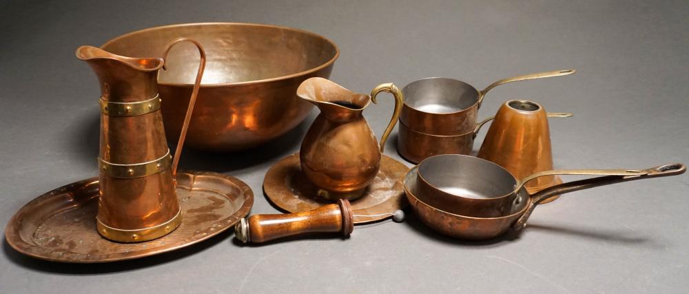 COLLECTION OF COPPERWARE INCLUDING MILL,