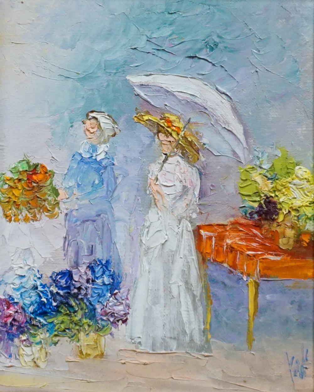 TWO LADIES IN A FLOWER SHOP OIL 32c566