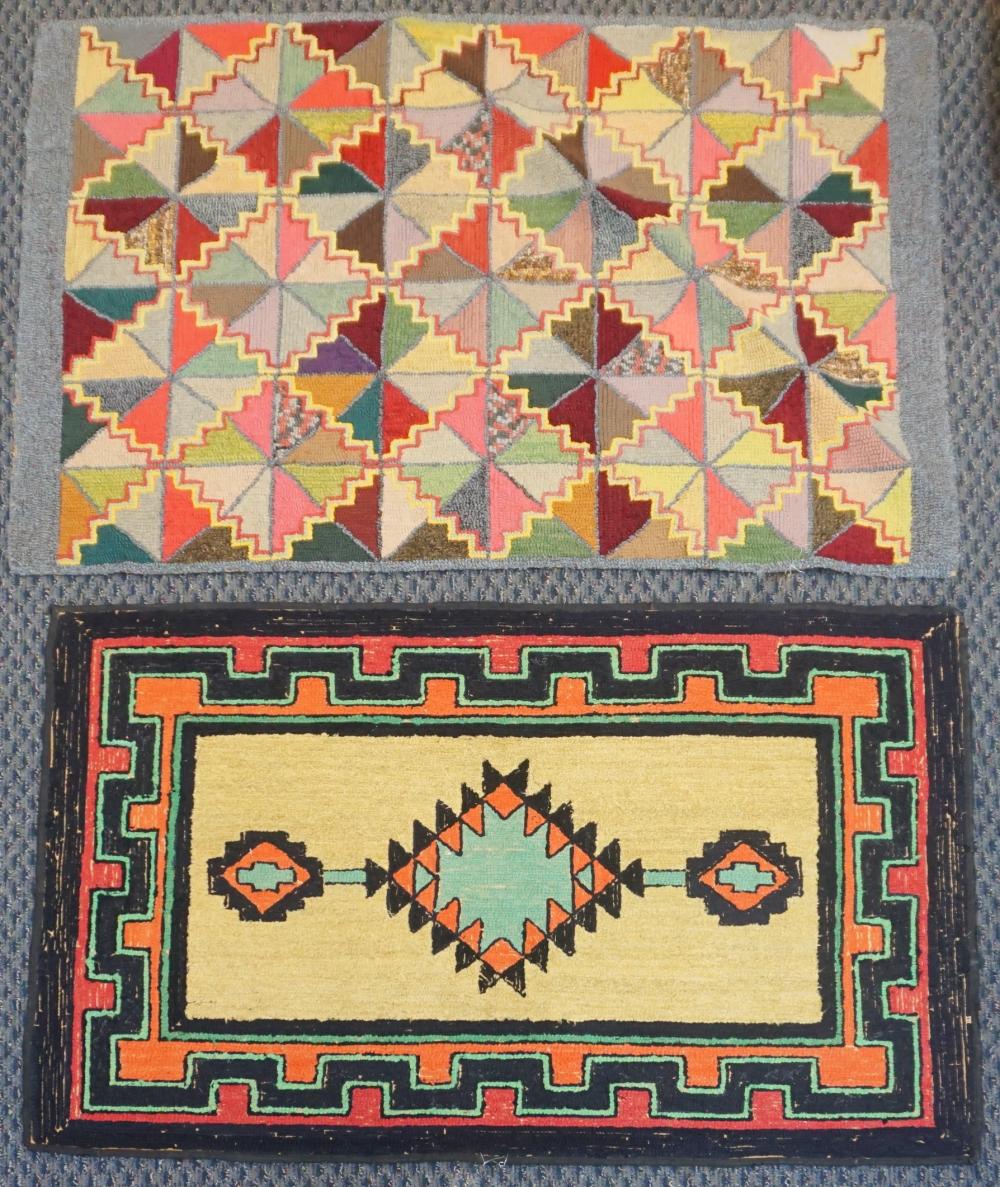 TWO AMERICAN HOOK RUGS LARGER  32c574