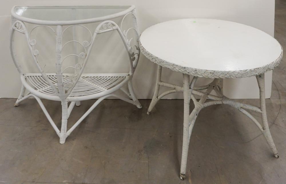 GROUP OF WHITE WICKER FURNITUREGroup