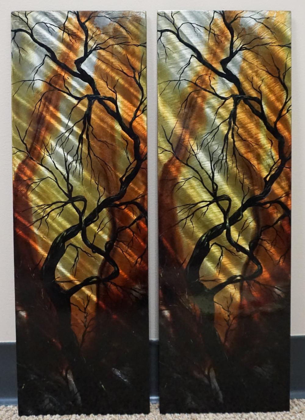 PAIR OF PAINTED METAL PANELS, 24