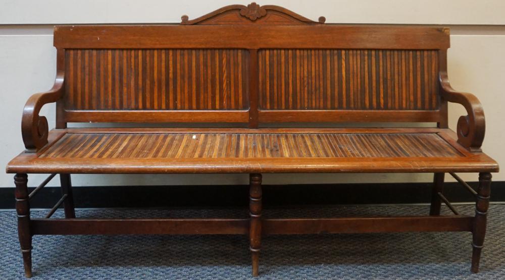 STAINED OAK BENCH L 66 IN 167 64 32c748