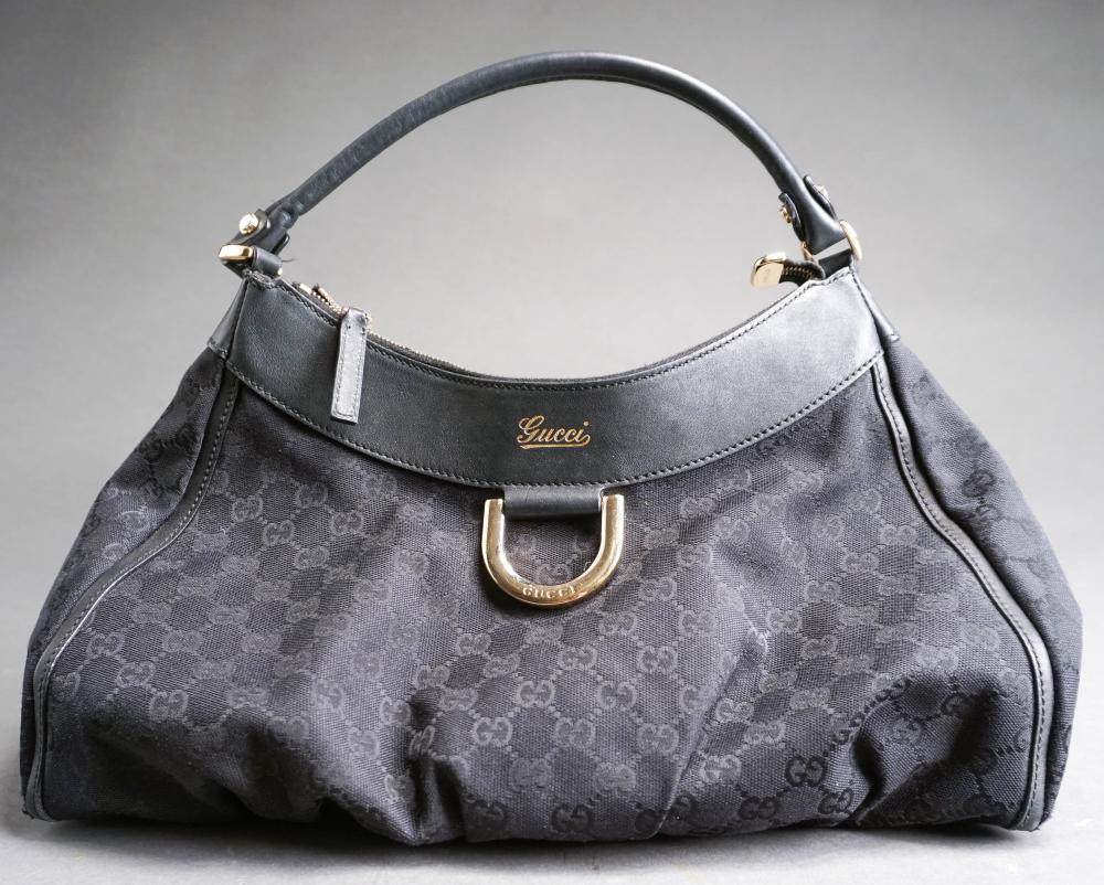 GUCCI BLACK GG CANVAS AND LEATHER