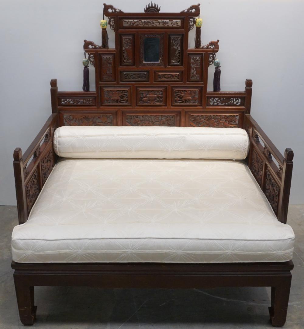 CHINESE CARVED TEAK EMPEROR'S CHAIR