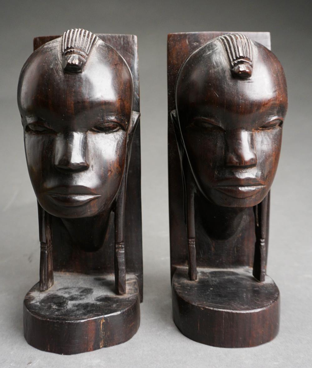 PAIR AFRICAN CARVED ROSEWOOD FIGURAL