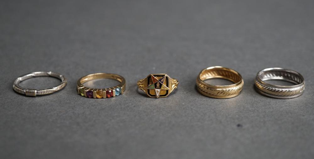 FIVE 14-KARAT GOLD RINGS, 4.8 GROSS